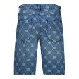 ALEX MID BLUE PRINTED DENIM SHORTS For Cheap