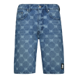 ALEX MID BLUE PRINTED DENIM SHORTS For Cheap