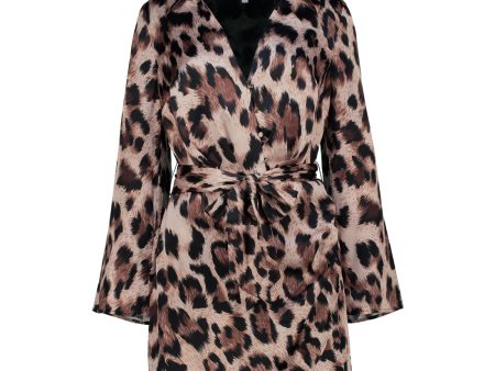 MICHAELA ANIMAL PRINT SATIN SHIRT DRESS Online