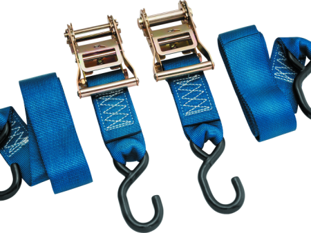 BikeMaster 2x84in Ratchet Tiedown Pair - Blue Fashion