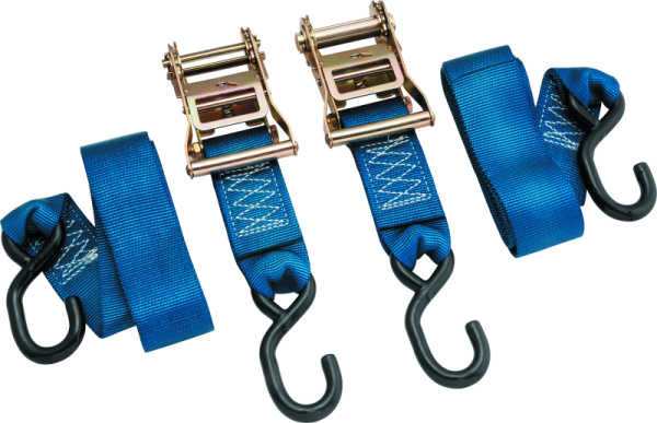 BikeMaster 2x84in Ratchet Tiedown Pair - Blue Fashion