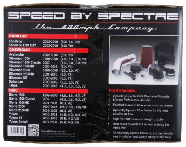 Spectre 99-07 GM Truck V8-4.8 5.3 6.0L F I Air Intake Kit - Clear Anodized w Red Filter Online now